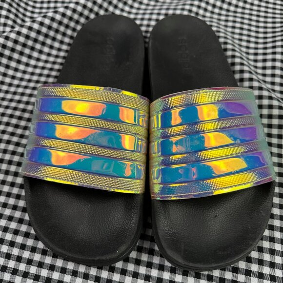 Adidas Holographic Rainbow Colorful Slide Recovery Sandals Men's 8 / Women's 8.5 - Picture 2 of 4